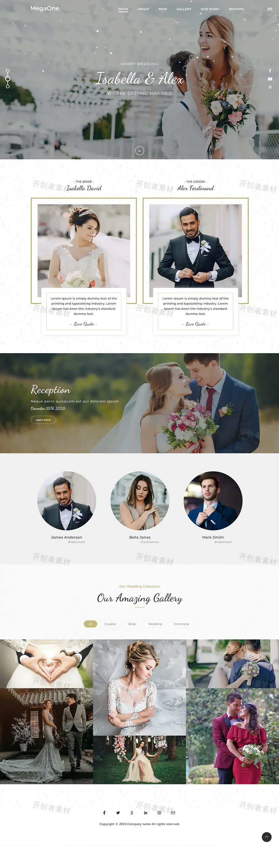 单屏婚礼策划网站模板_摄影机构官方网站模板